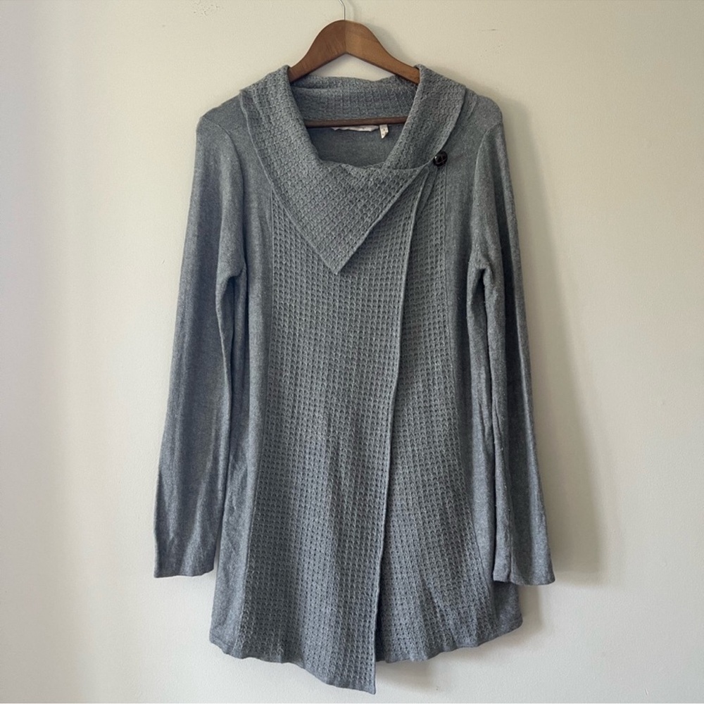 Soft Surroundings Miranda Gray Knit Wrap Cardigan Cowl Neck Size S - Picture 10 of 10